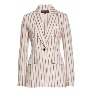 Rag & Bone Linen Striped Blazer - Light Pink